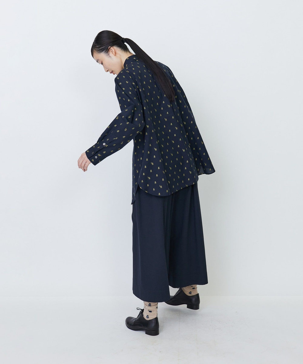 LOISIR コットンチェアーモチーフカットジャカードチュニックシャツ ブルー系その他