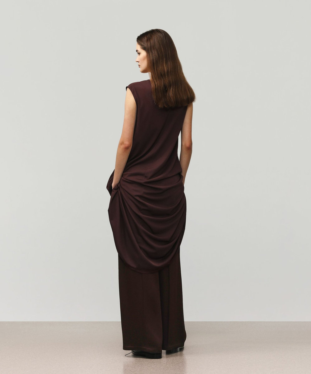 DÉPAREILLÉ TRIACETATE JERSEY DRESS / トリアセテートジャージードレス ボルドー
