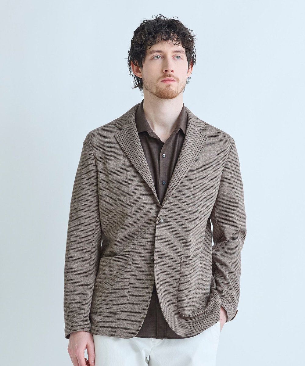 MEN'S BIGI ピンドットダブルラッセル ライトジャケット＜ストレッチ＞＜速乾性＞ ベージュ