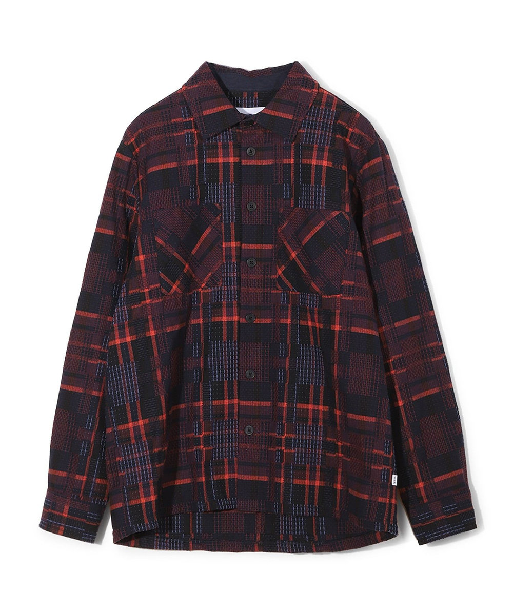 MEN'S BIGI 【Wax London/ワックスロンドン】Whiting バスケット織チェック柄シャツジャケット ネイビー