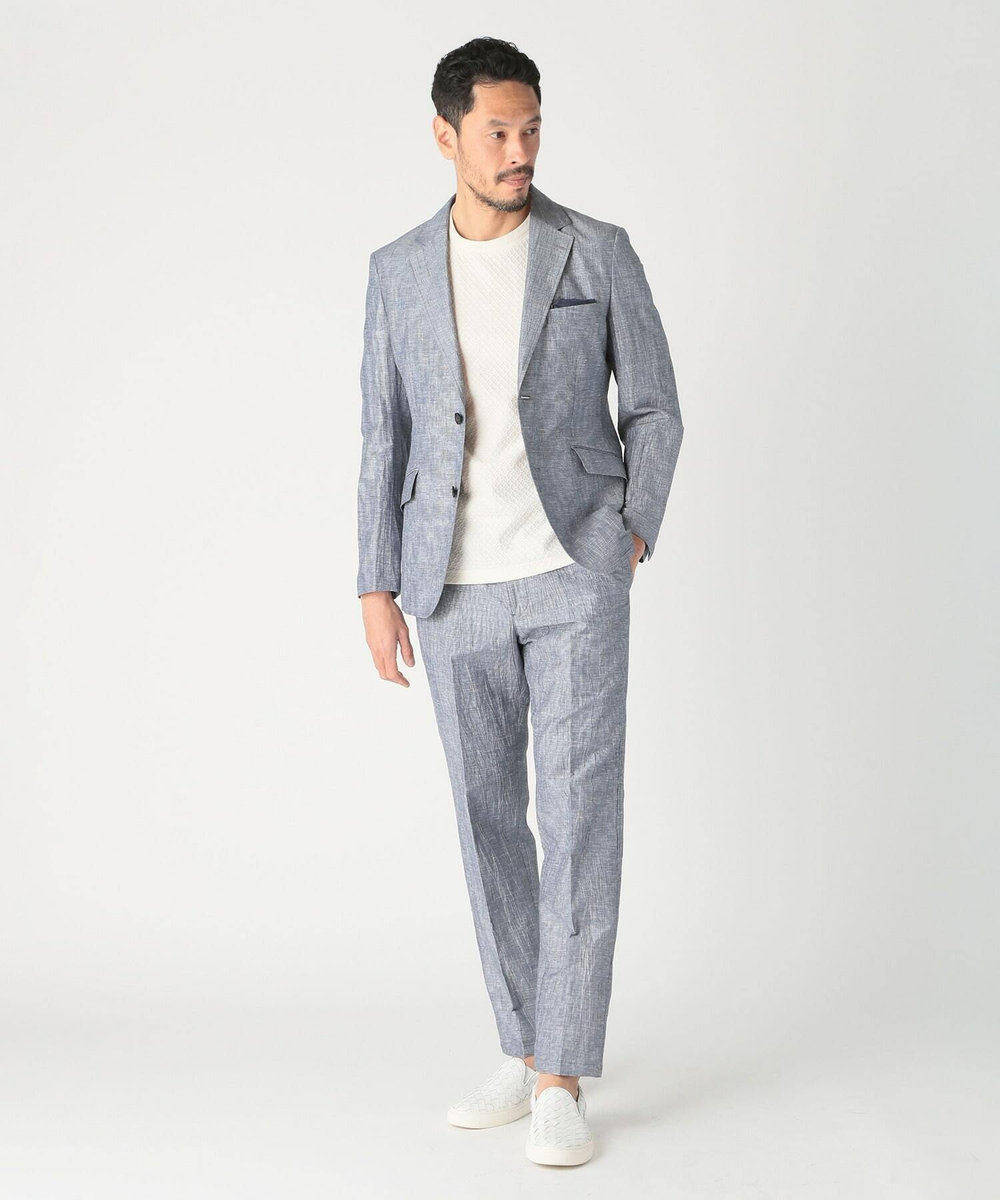 MEN'S BIGI コットンリネン楊柳サッカージャケット ネイビー