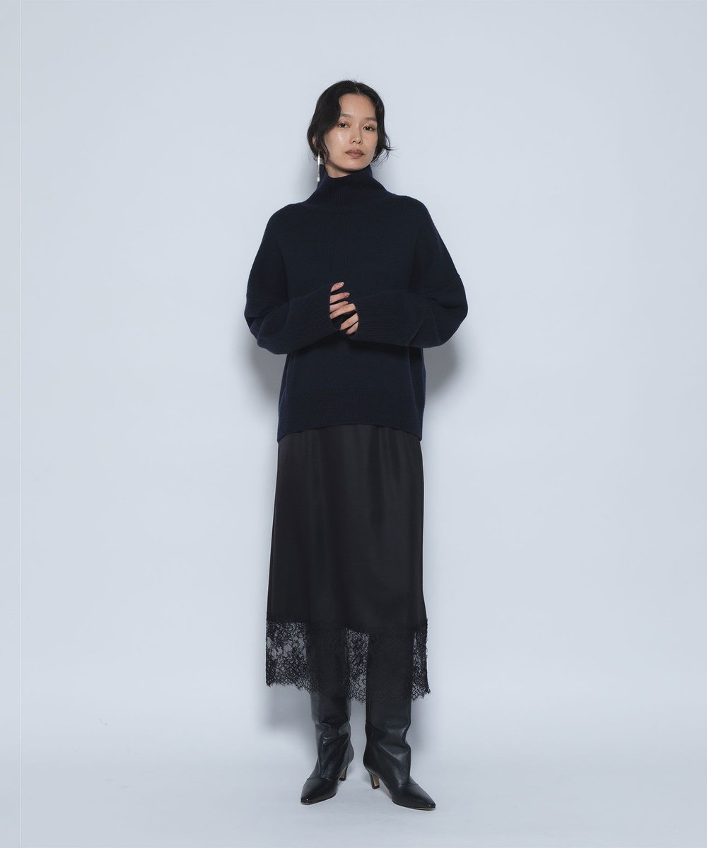 1er Arrondissement ダブルサテンレースヘムスカート ブラック