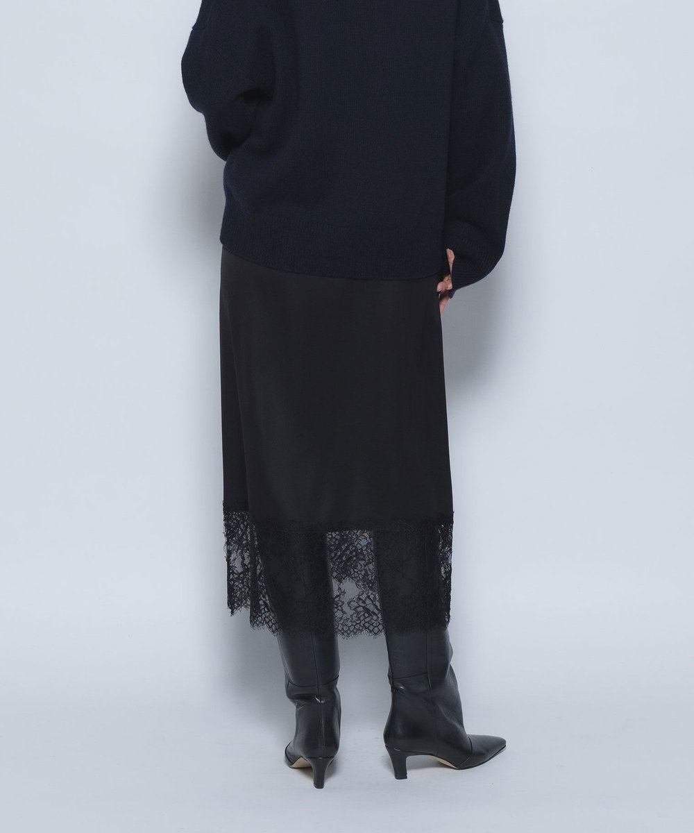 1er Arrondissement ダブルサテンレースヘムスカート ブラック