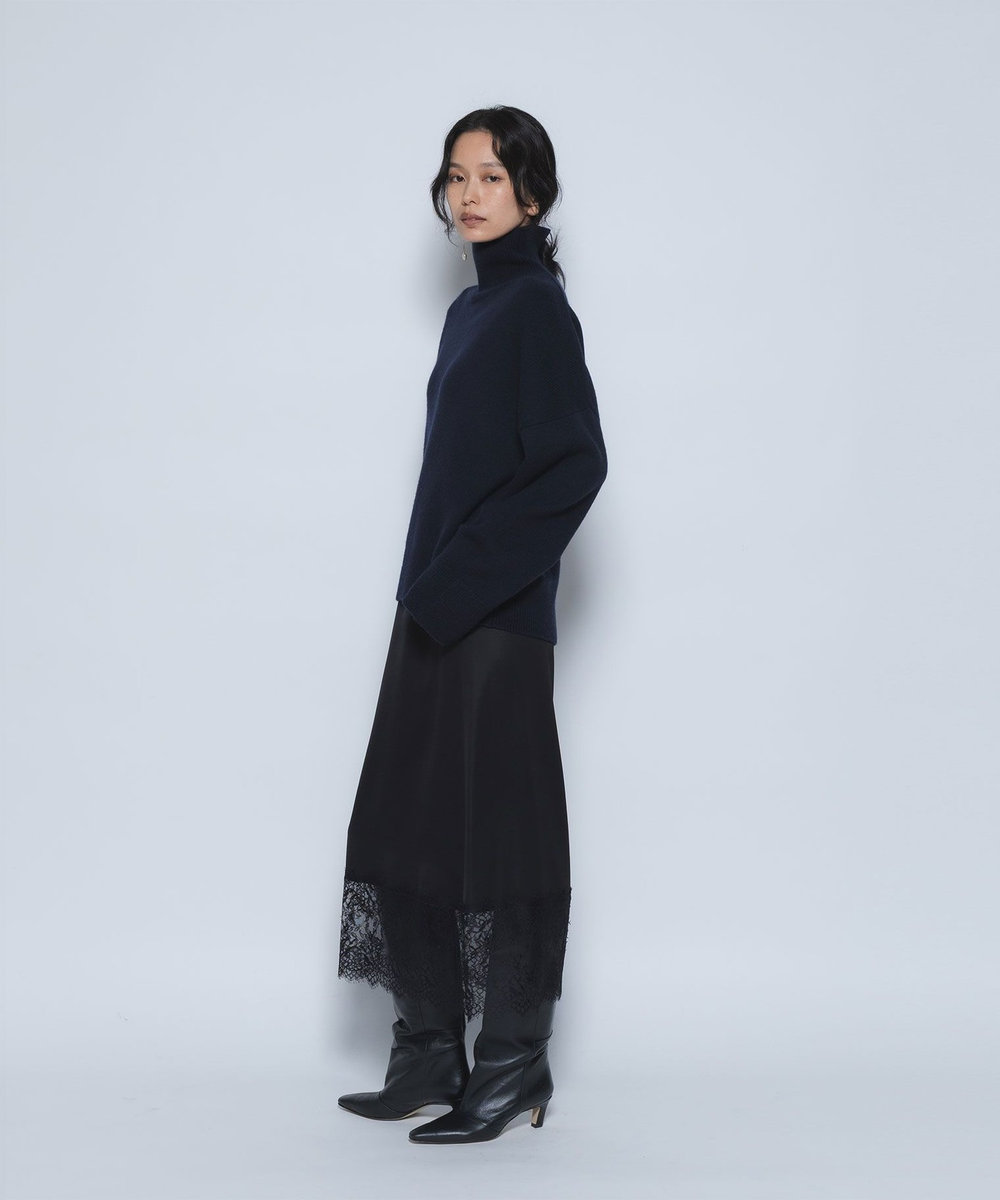 1er Arrondissement ダブルサテンレースヘムスカート ブラック
