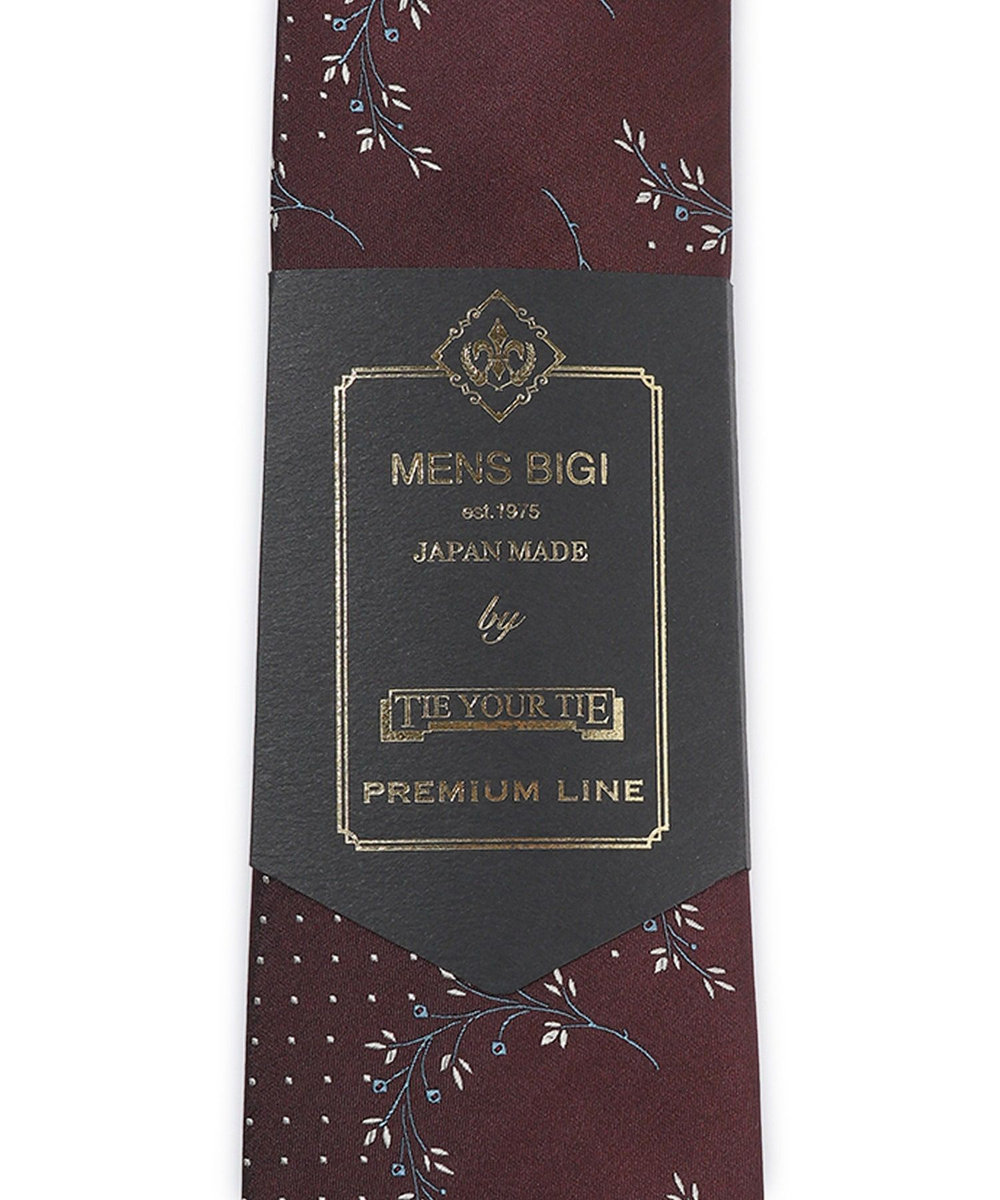 MEN'S BIGI 【TIE YOUR TIE/タイユアタイ】フィレンツェフローラル柄ネクタイ ボルドー