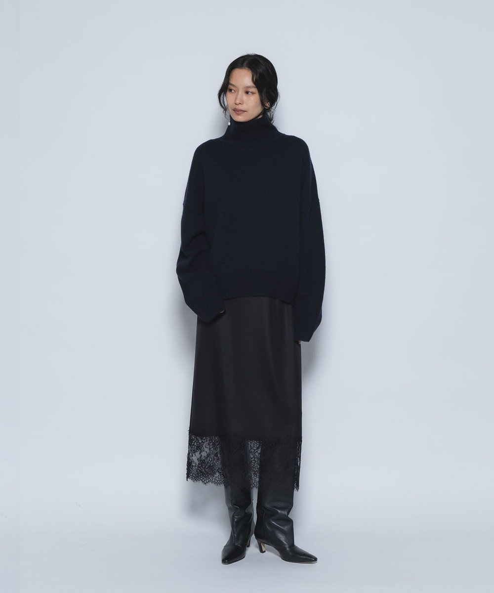 1er Arrondissement ダブルサテンレースヘムスカート ブラック