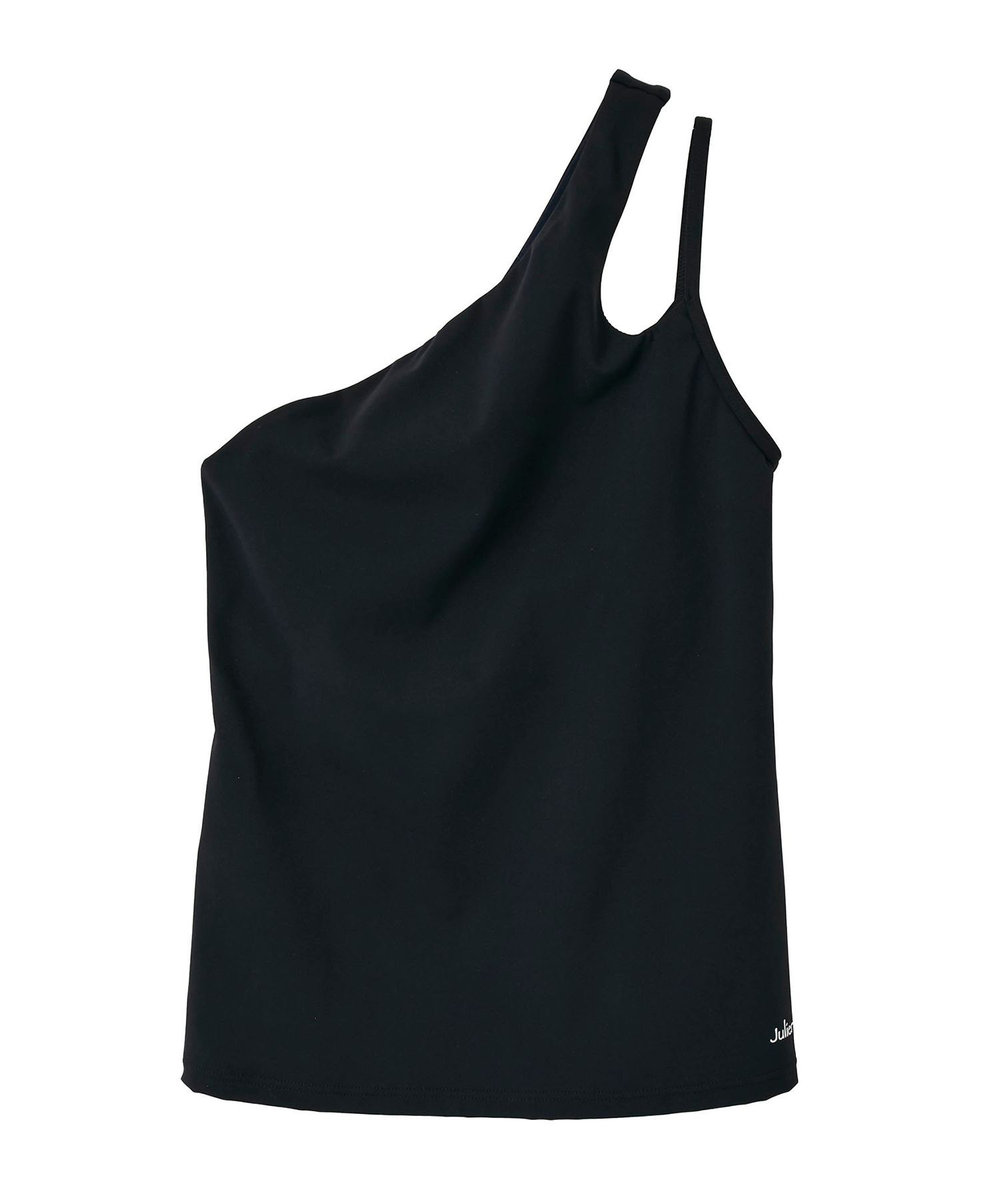 Julier YOGA FITアシメミドルトップス/パット付き・UVカット・吸汗速乾・ホットヨガ対応・水着・水陸両用 ブラック