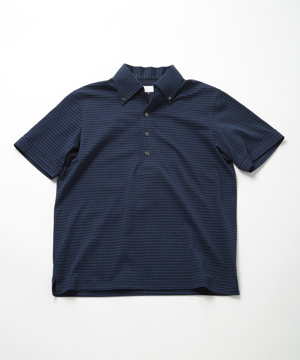 MEN'S BIGI 【ACTIVE TAILOR】COOL MAXサッカー織りポロシャツ ネイビー