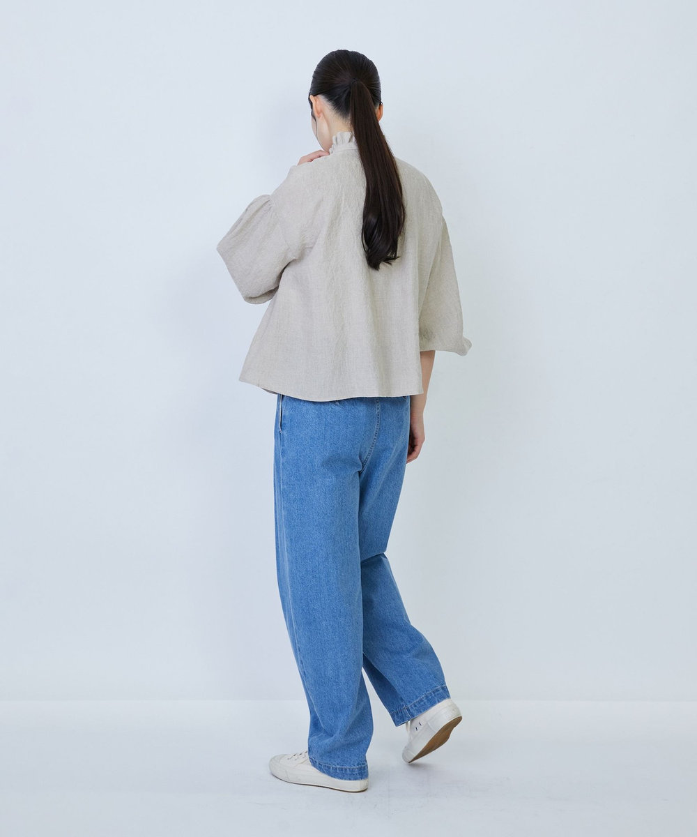 LOISIR グランジリネンフリルカラーブラウス キナリ