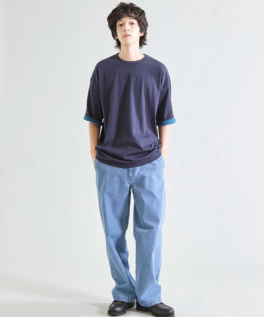 UNION STATION Wフェイス裏メッシュ5分袖T ネイビー