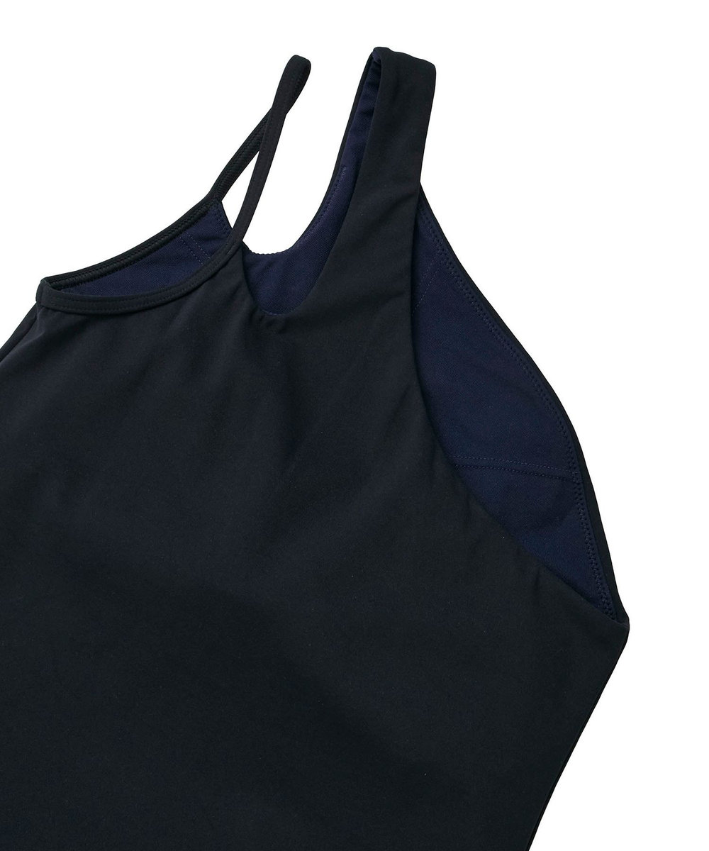 Julier YOGA FITアシメミドルトップス/パット付き・UVカット・吸汗速乾・ホットヨガ対応・水着・水陸両用 ブラック