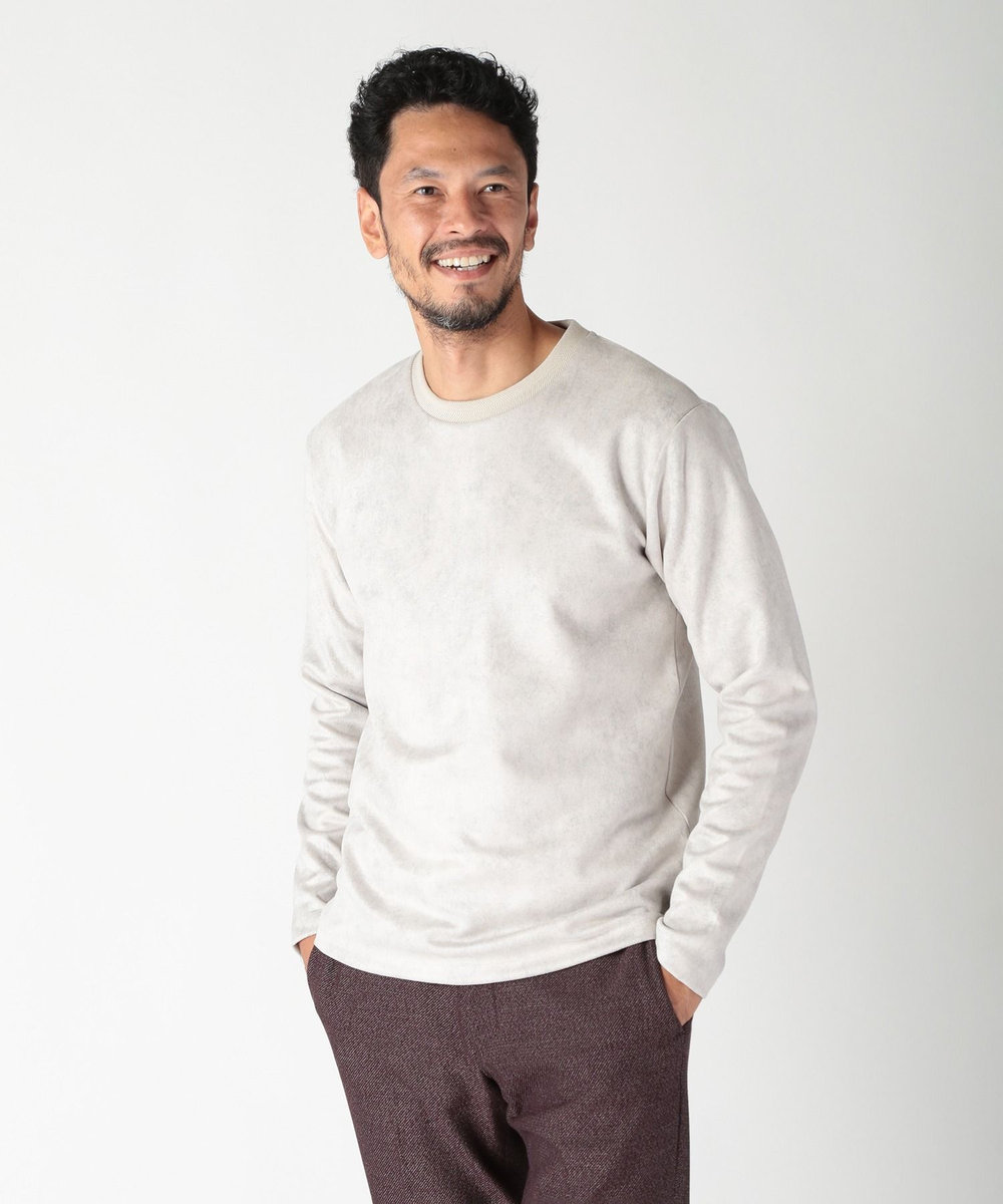 MEN'S BIGI ムラ柄プリントポンチカットソー ホワイト