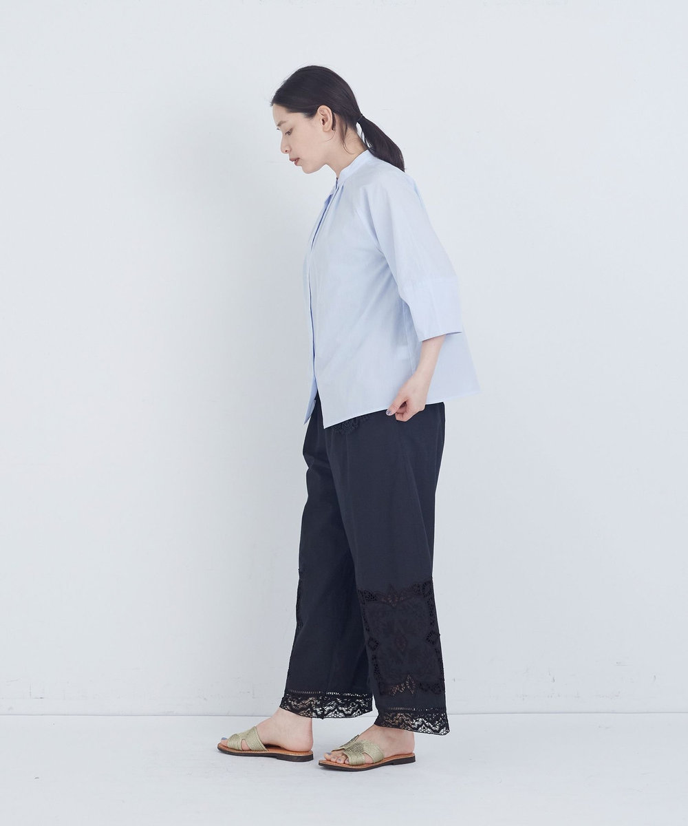 ADIEU TRISTESSE コットンフロントタックブラウス サックスブルー