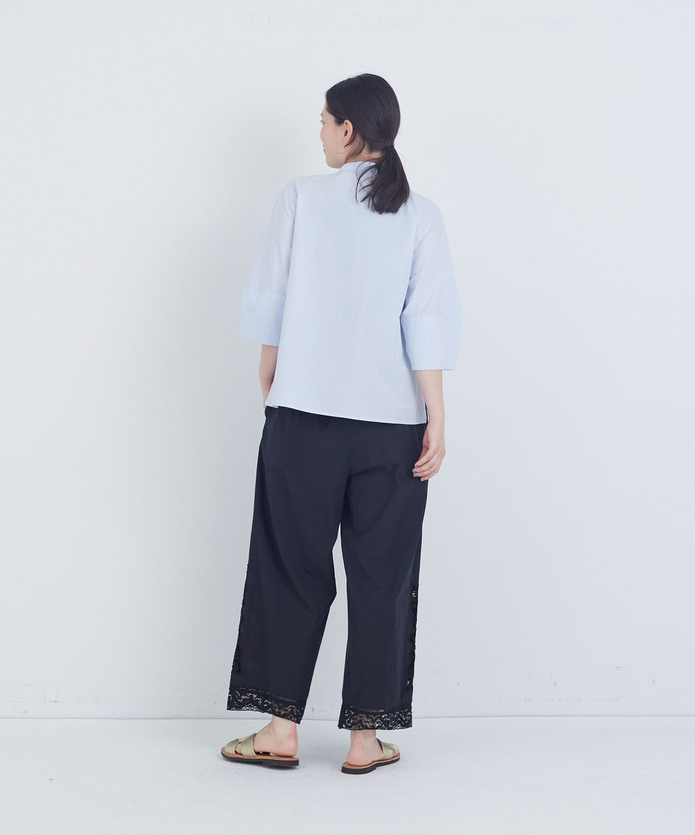 ADIEU TRISTESSE コットンフロントタックブラウス サックスブルー