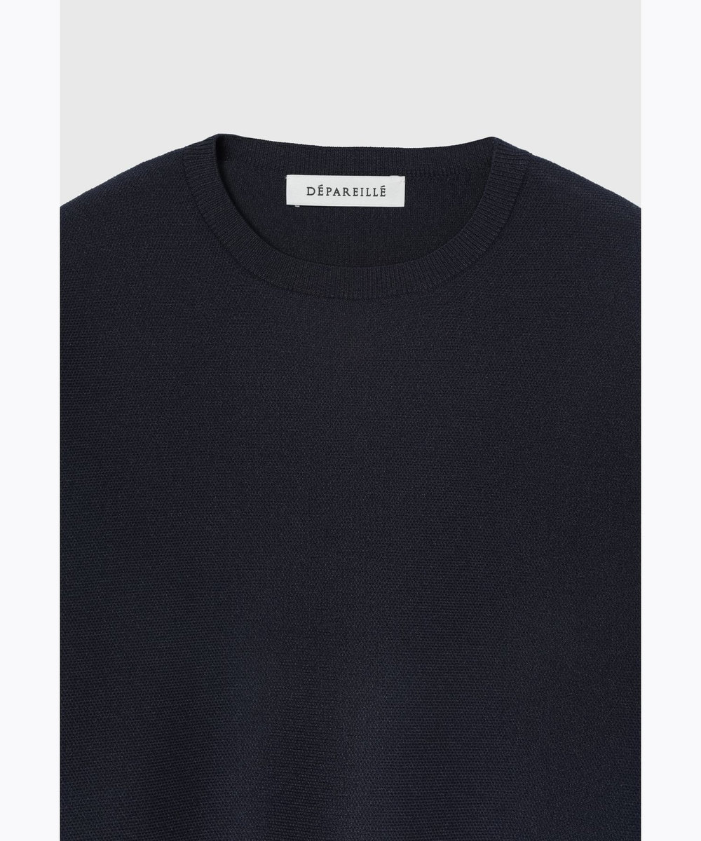 DÉPAREILLÉ POLYESTER JERSEY FLARE TOPS / ポリエステルジャージーフレアトップス ネイビー