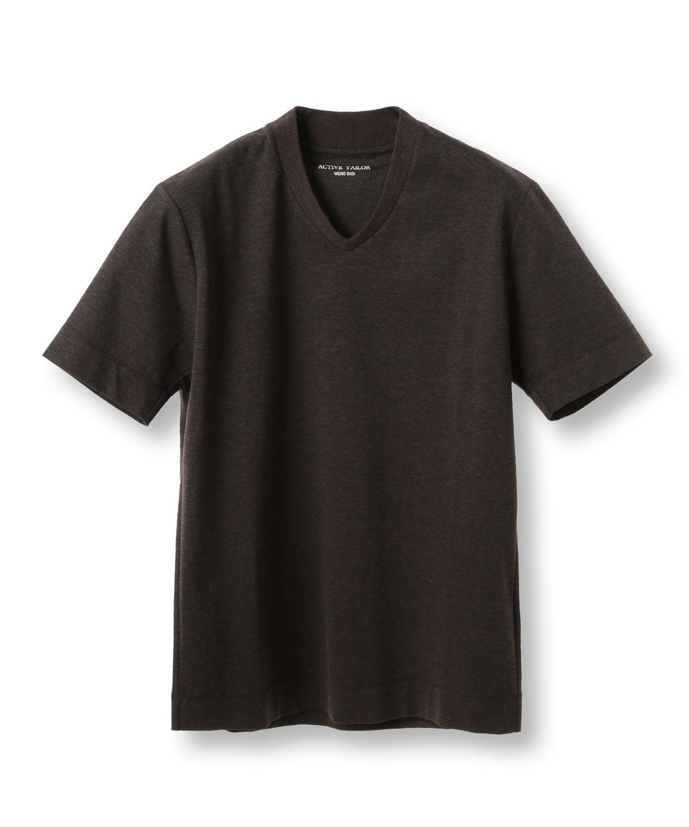 MEN'S BIGI 【ACTIVE TAILOR/アクティブテイラー】シルケットスムースVネックTシャツ＜接触冷感 / UVカット＞ ブラウン