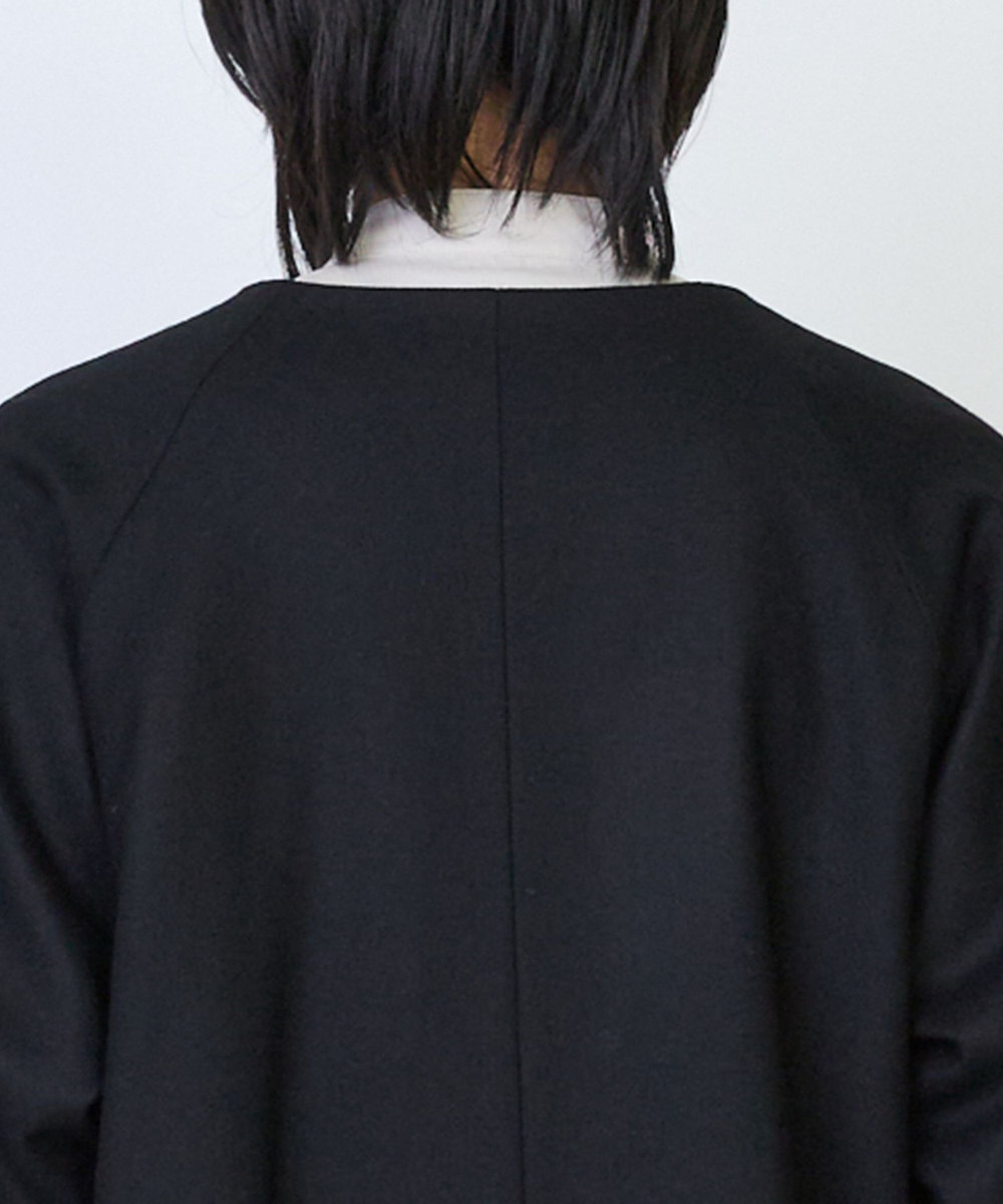 LOISIR ウールフラノベルテッドジャケット ブラック