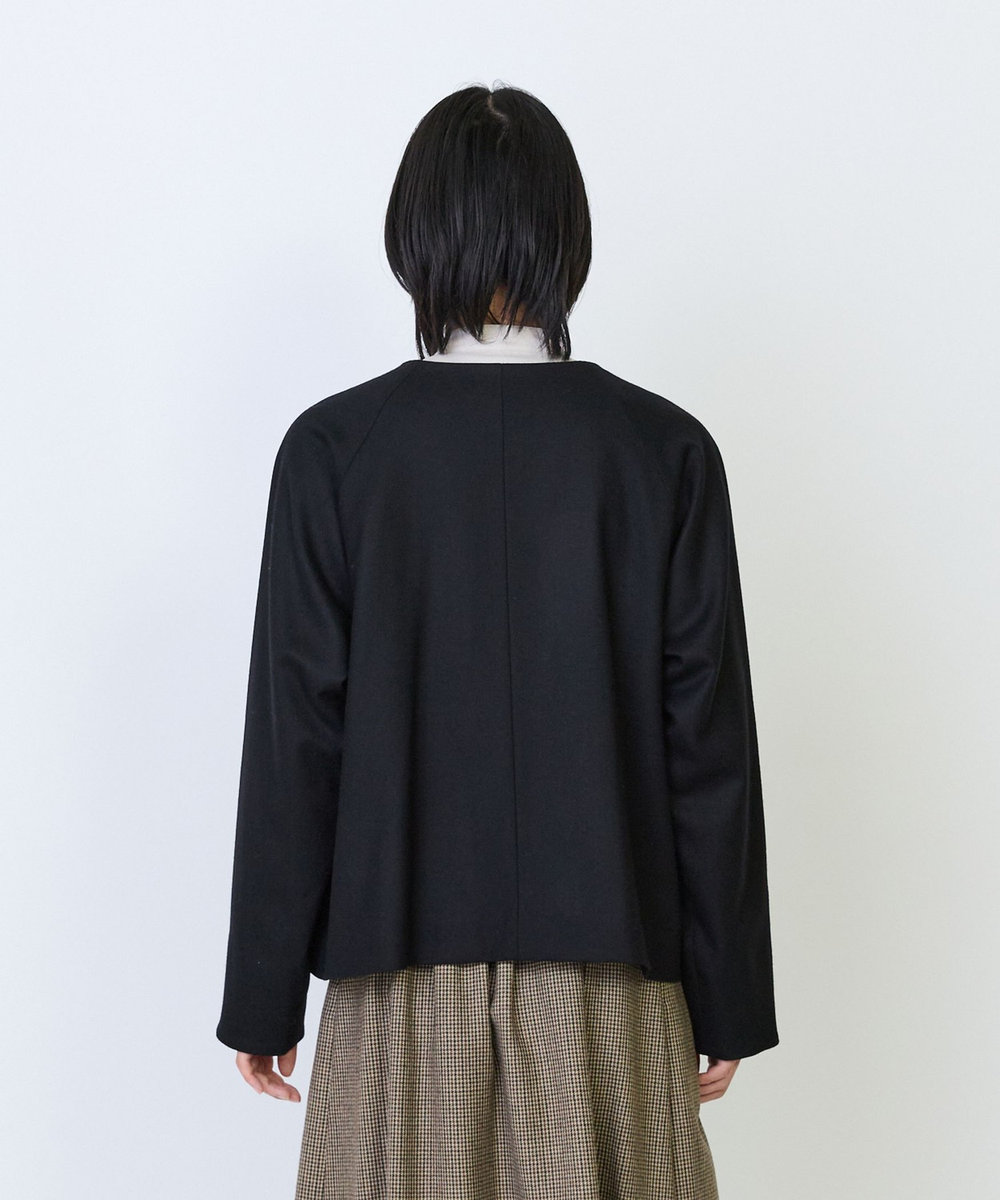 LOISIR ウールフラノベルテッドジャケット ブラック