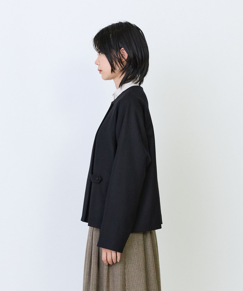 LOISIR ウールフラノベルテッドジャケット ブラック