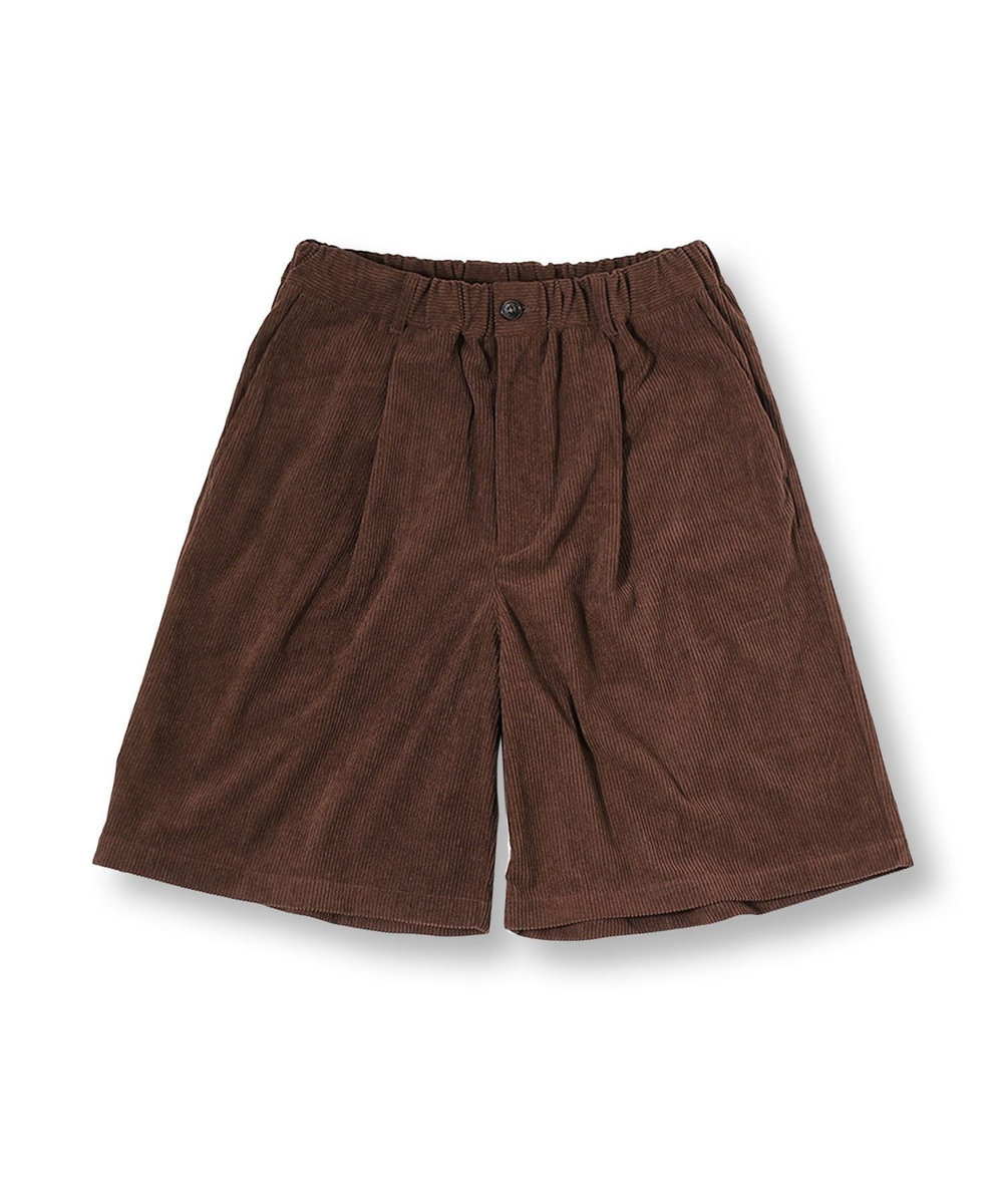 MEN'S BIGI サマーコーデュロイワイドハーフパンツ ブラウン