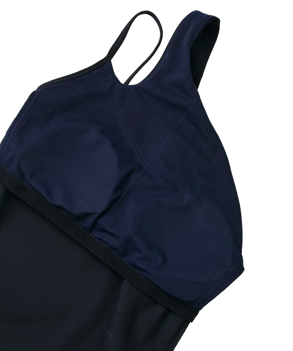 Julier YOGA FITアシメミドルトップス/パット付き・UVカット・吸汗速乾・ホットヨガ対応・水着・水陸両用 ブラック