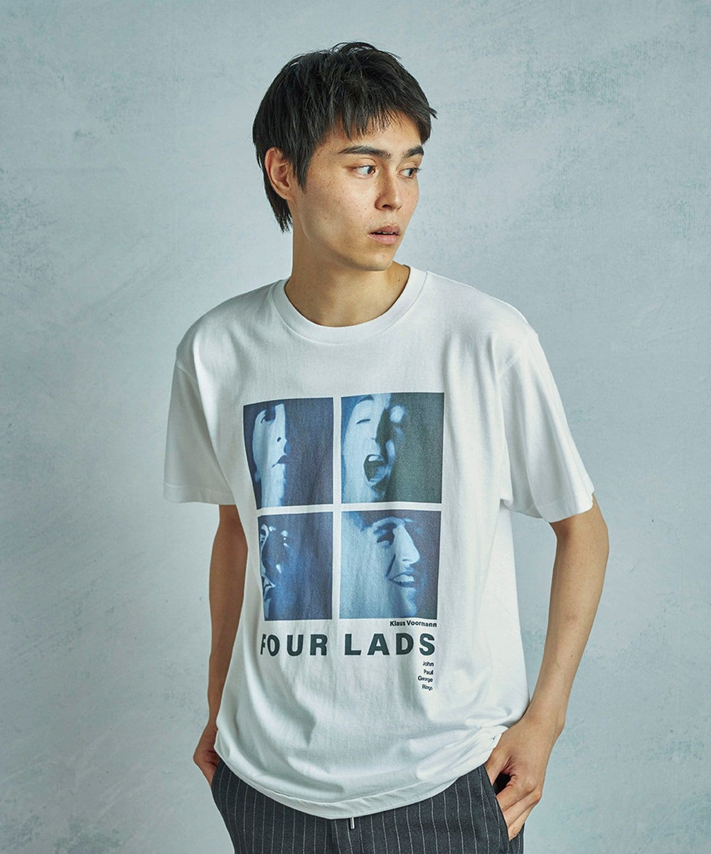 MEN'S BIGI 【THE CULTURE CODE x Klaus Voormann x MEN'S BIGI 】別注プリントT＜Four Lads＞ ホワイト