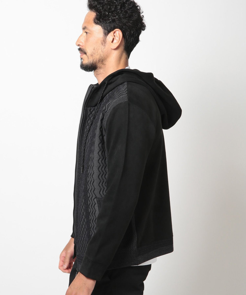 MEN'S BIGI ニットコンビパーカ ブラック