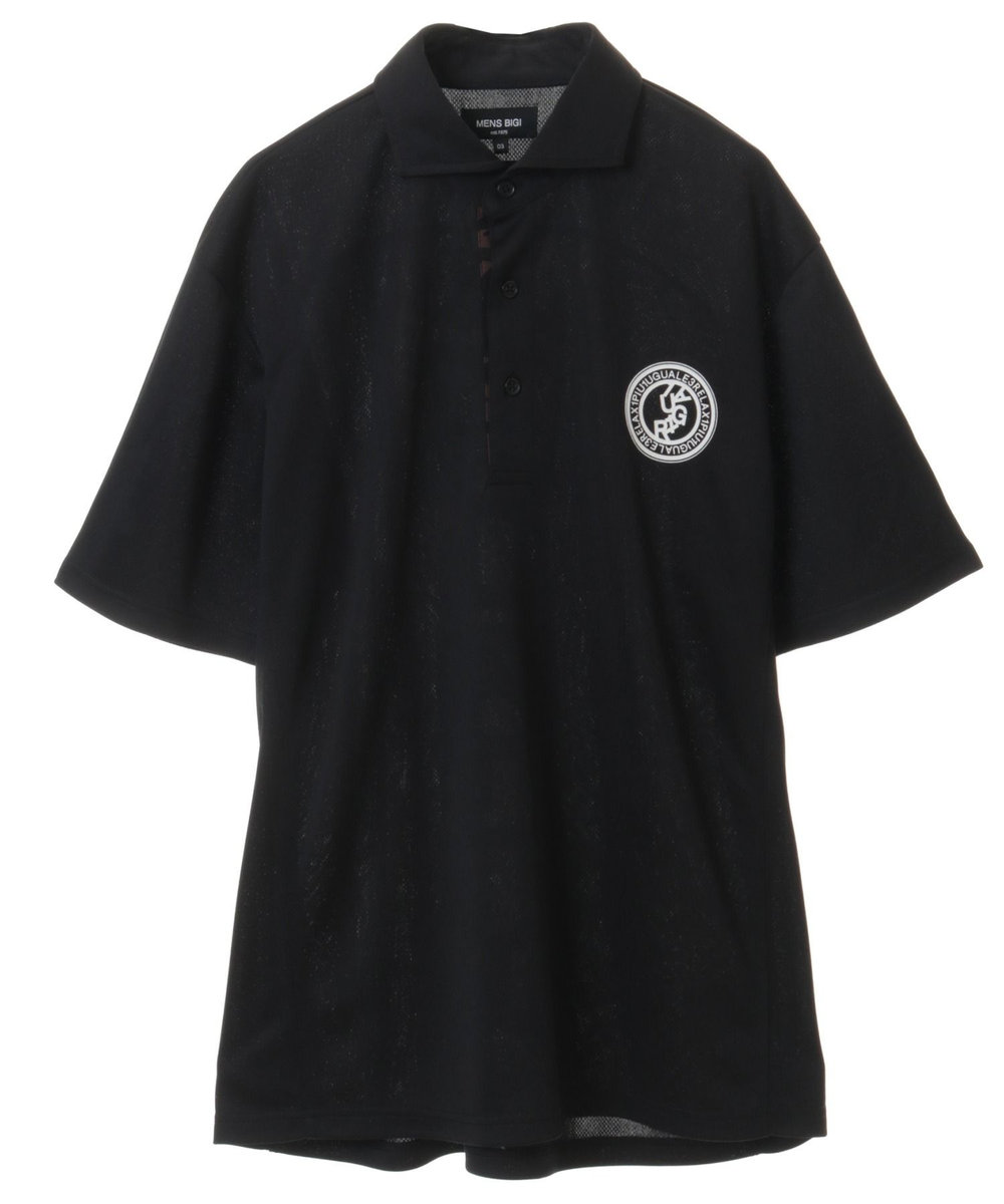 MEN'S BIGI ＜1PIU1UGUALE3 RELAX＞別注　リバーメッシュポロシャツ ブラック
