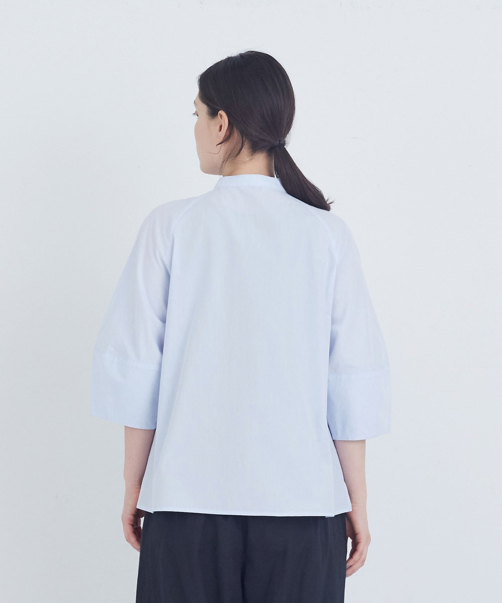 ADIEU TRISTESSE コットンフロントタックブラウス サックスブルー