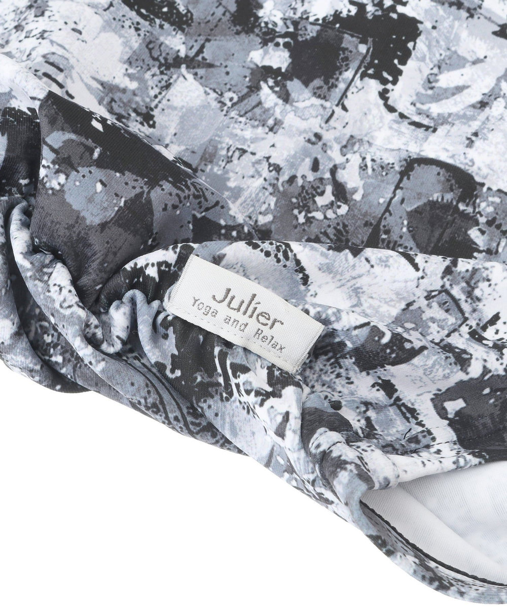 Julier sand flowerプリントミドルトップス/パット付き・UVカット・吸汗速乾・ホットヨガ対応・水着・水陸両用 グレー