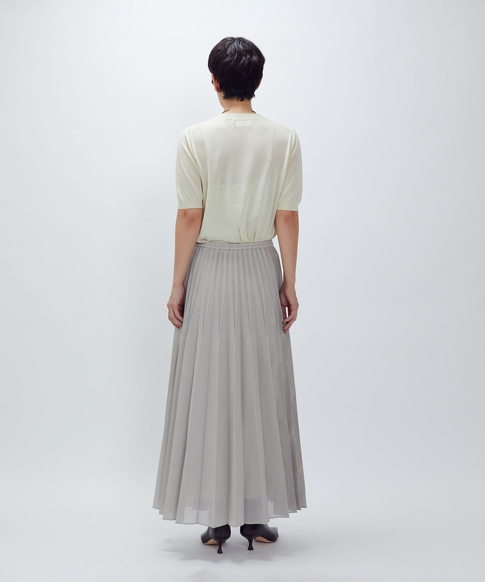 1er Arrondissement スパンオーガンジープリーツスカート グレイッシュベージュ
