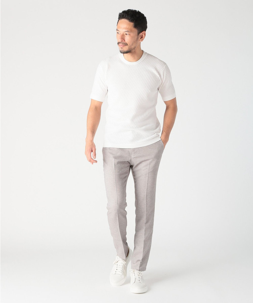 MEN'S BIGI ブリスターニットジャカードカットソー ホワイト