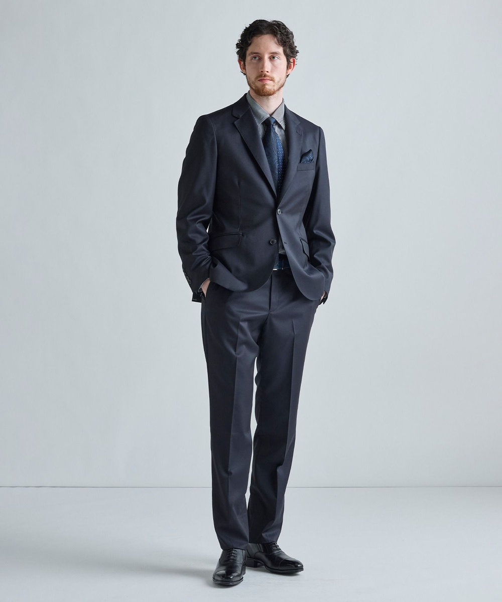 MEN'S BIGI シャドーペイズリー柄 シルクチーフ ネイビー