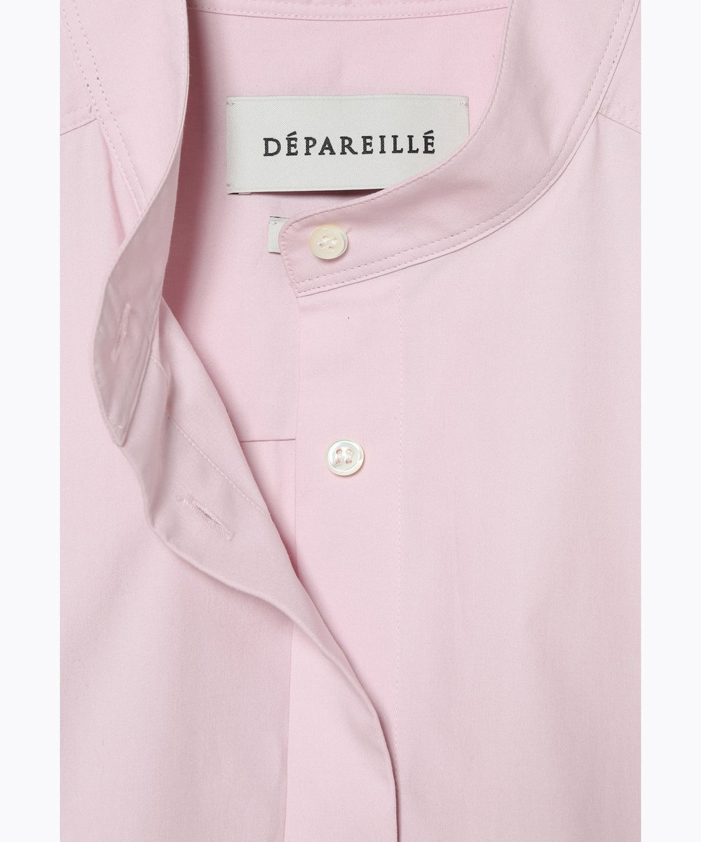 DÉPAREILLÉ COTTON SILK NO COLLAR BLOUSE / コットンシルクノーカラーブラウス ピンク
