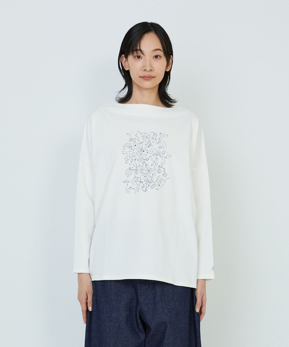 ADIEU TRISTESSE 【杉本さなえさんコラボ】星座プリントロングスリーブＴシャツ オフホワイト