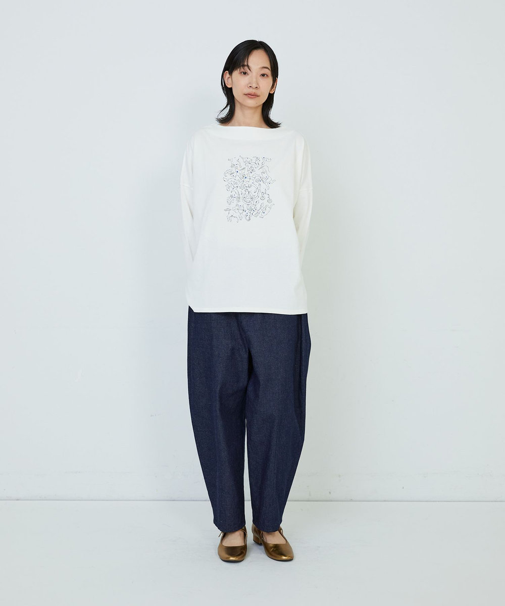 ADIEU TRISTESSE 【杉本さなえさんコラボ】星座プリントロングスリーブＴシャツ オフホワイト