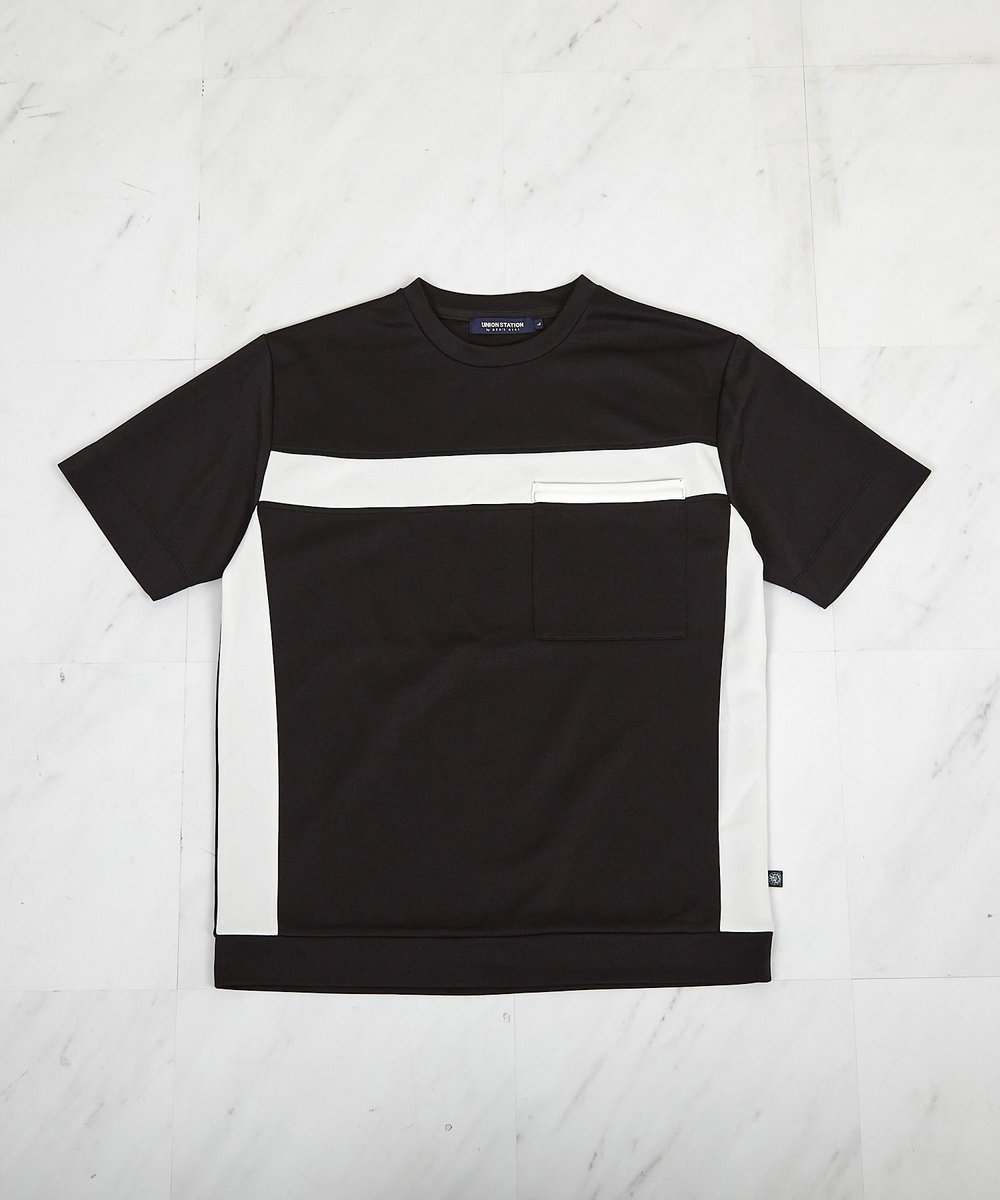 UNION STATION 【接触冷感】キシリトールパネル切り替えポンチTシャツ ブラック
