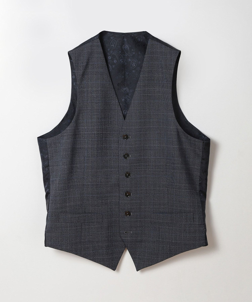 MEN'S BIGI ウールメランジグレンチェックベスト＜セットアップ＞ ネイビー