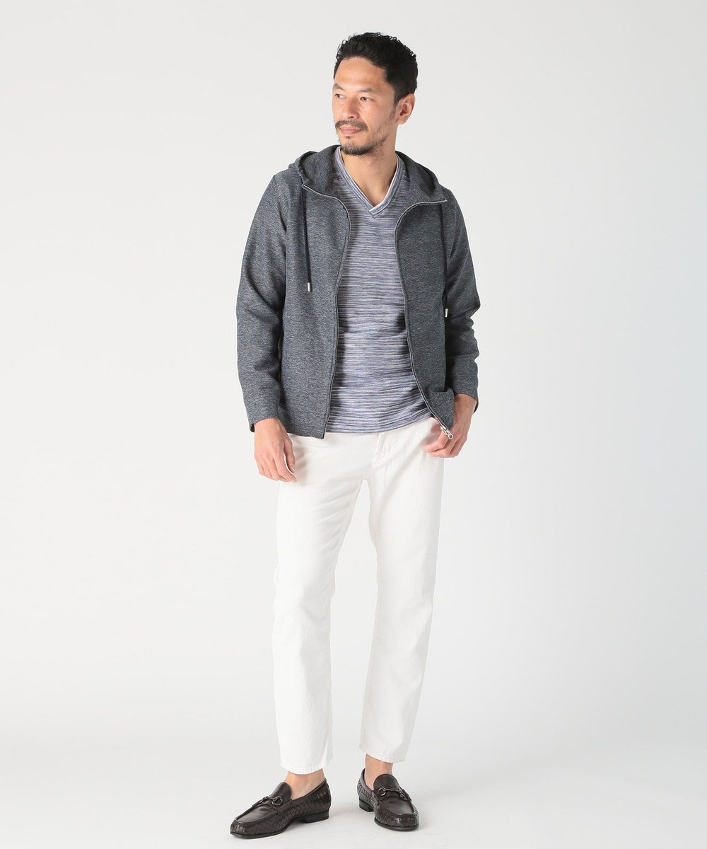 MEN'S BIGI カラミストレッチフードパーカー ネイビー