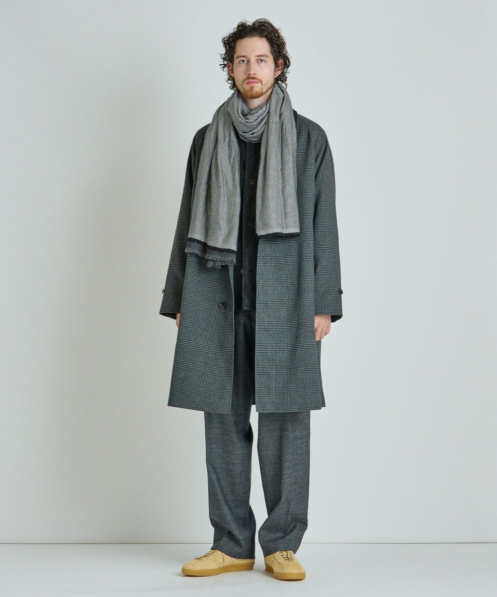 MEN'S BIGI カシミヤ混リバーシブルマフラー グレー