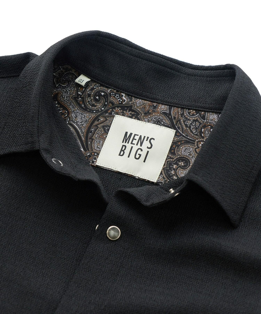 MEN'S BIGI 	ブッチャー七分袖シャツ＜ストレッチ/イージーケア/吸汗性/通気性＞ ブラック