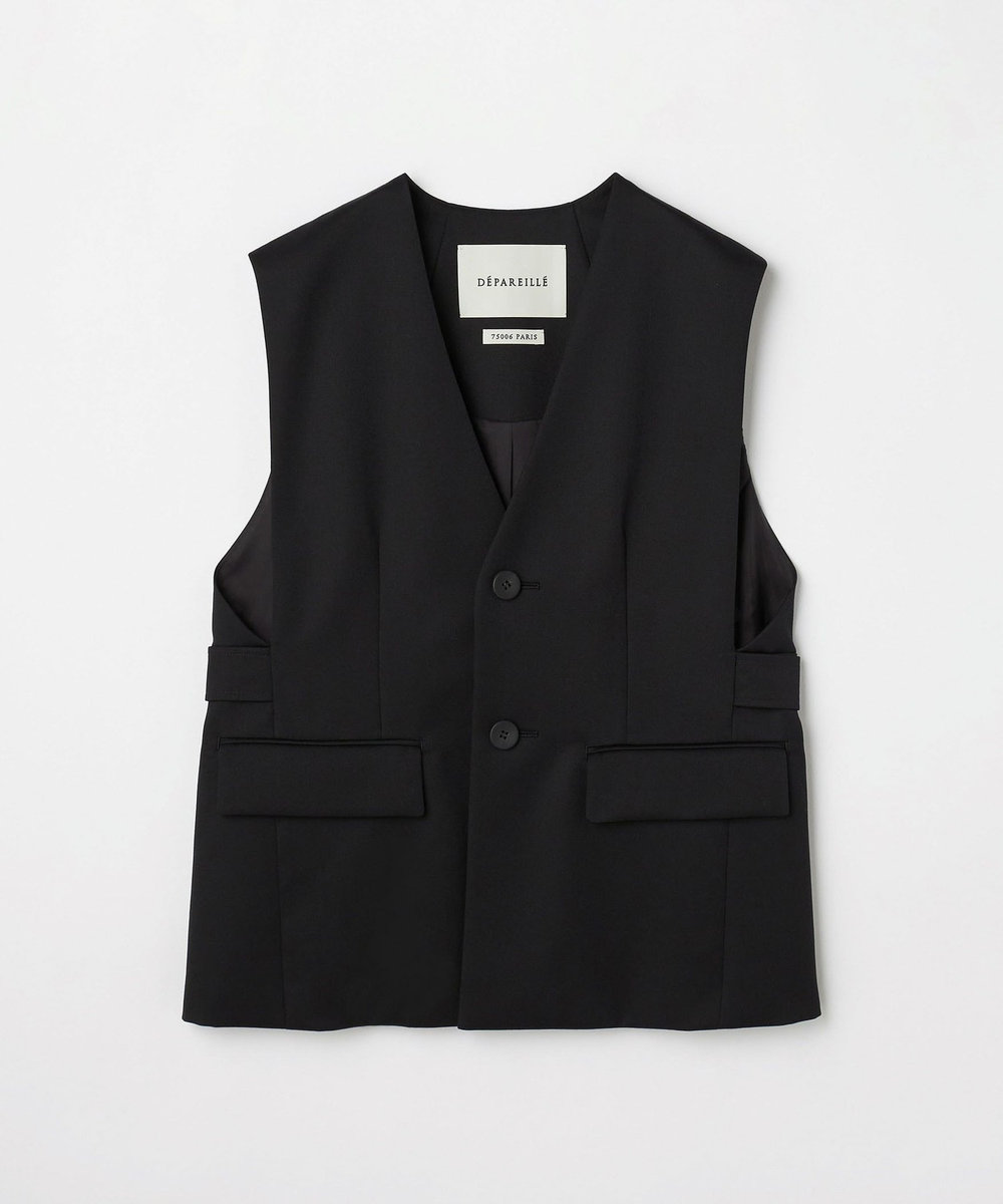 DÉPAREILLÉ WOOL GABARDINE GILET / ウールギャバジンジレ ブラック