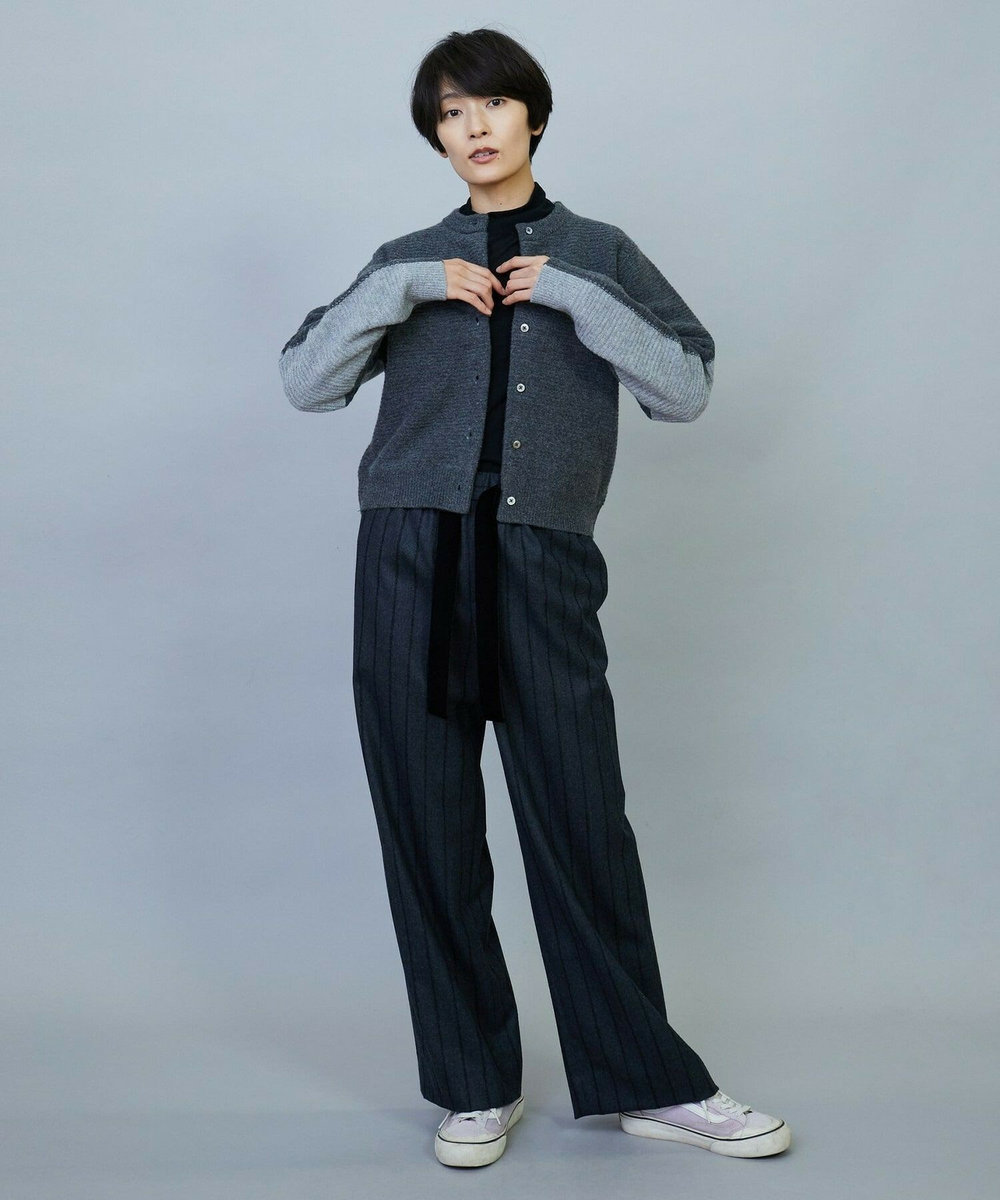 MOGA ANNUAL×MOGA　ウールカシミヤバイカラーカーディガン チャコールグレー
