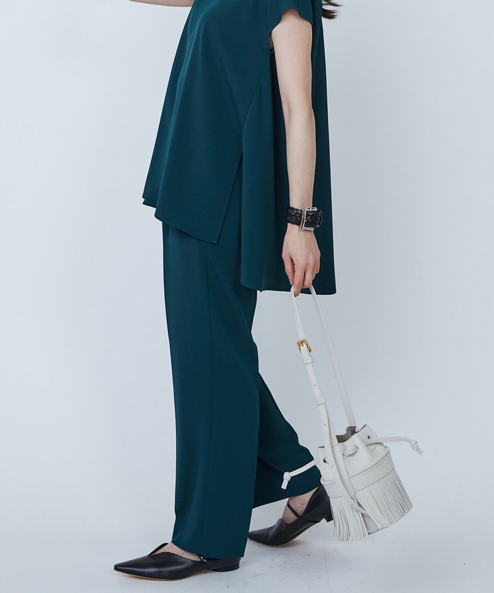 1er Arrondissement バックサテンジョーゼットパンツ グリーン