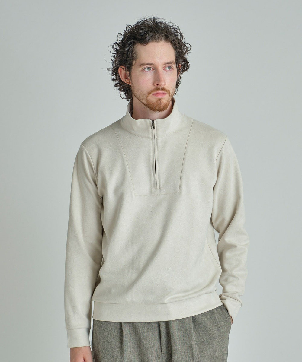 MEN'S BIGI スエードフェイクレイヤードプルオーバー オフホワイト