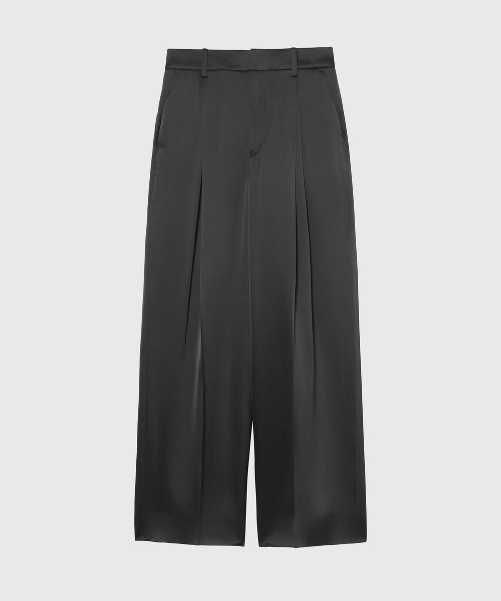 DÉPAREILLÉ SATIN FLARE PANTS / サテンフレアパンツ チャコールグレー