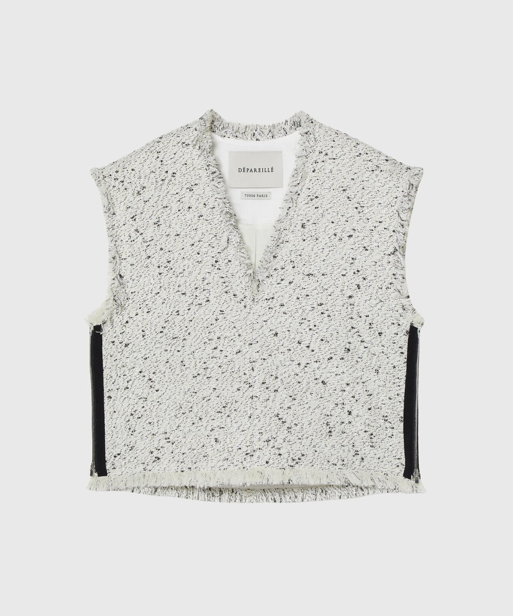 DÉPAREILLÉ NEP TWEED PULLOVER GILET / ネップツィードプルオーバージレ オフホワイト