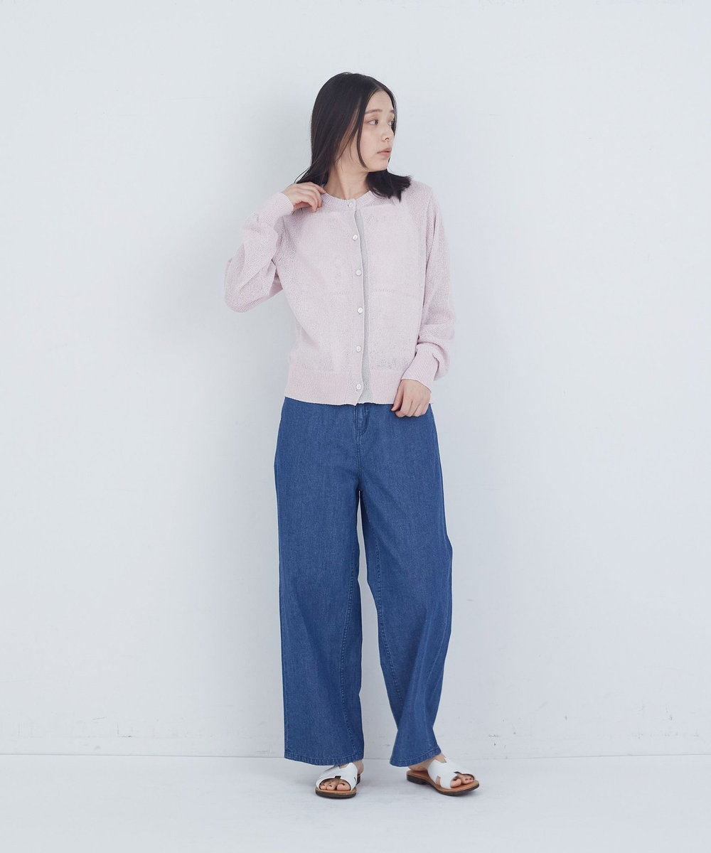 ADIEU TRISTESSE TSUMUGI和紙配色カーディガン ピンク