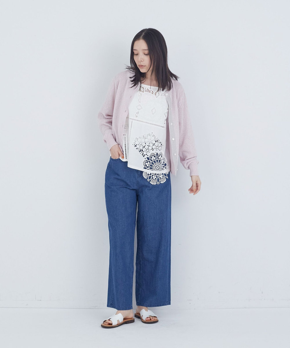 ADIEU TRISTESSE TSUMUGI和紙配色カーディガン ピンク