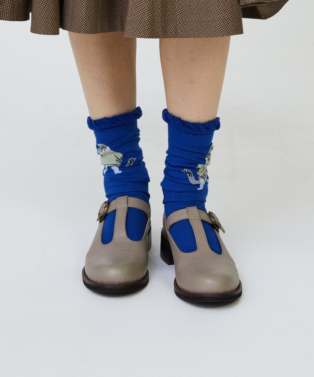 LOISIR 【アーティストコラボ】LOISIR×TORANEKOBONBON 戯れネコのソックス ブルー